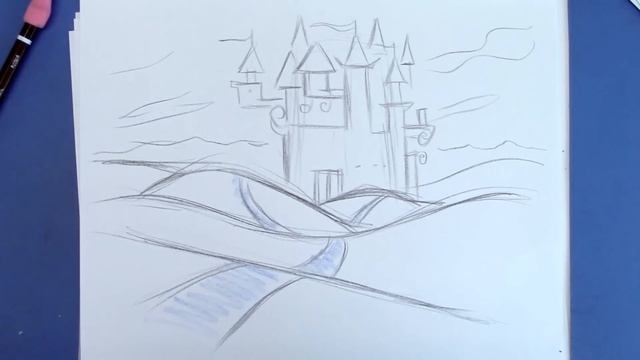 How to Draw a Storybook Castle - For Beginners смотреть онлайн