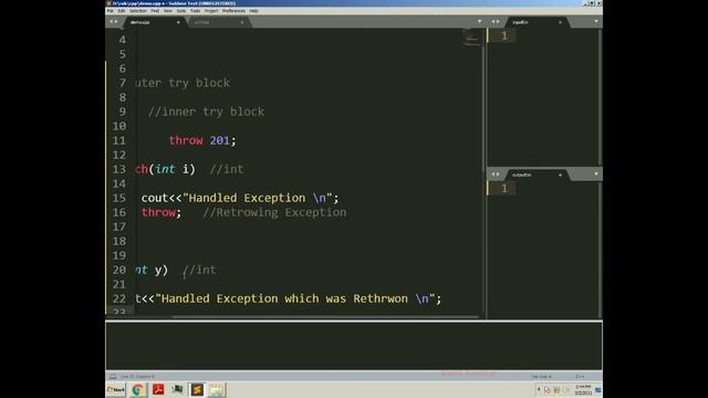 Exception Handling in C++ : Learn Nested Try Block and Rethrowing Exception смотреть онлайн