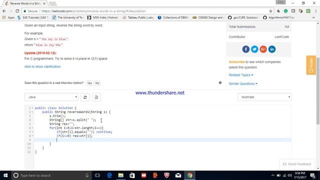 Leetcode 151 Reverse Words in a String смотреть онлайн