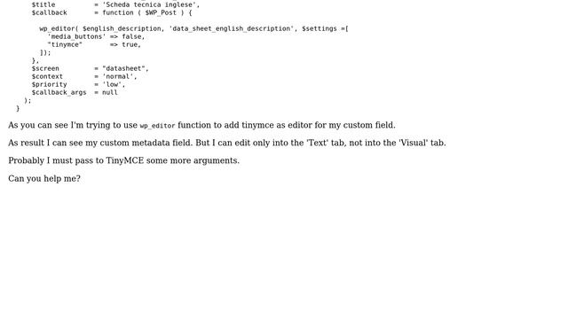Wordpress: How to use TinyMCE Editor for one of my custom post meta field? смотреть онлайн