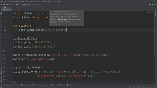 448 - Implementando a ação de click em um botão no tkinter Python смотреть онлайн
