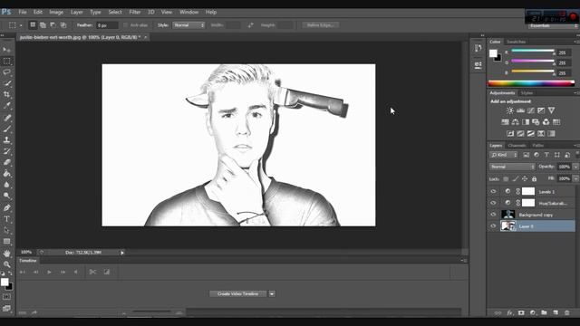 How To Design A Drawing Effect - Tutorial Photoshop (JUSTIN BIEBER) || PSD FILE DOWNLOAD смотреть онлайн