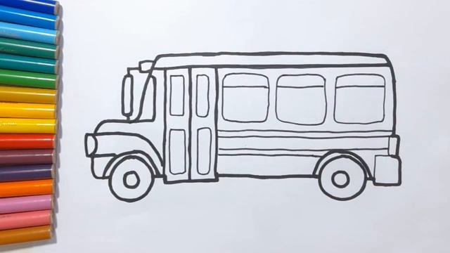 Easy Drawing and Coloring Bus | How To Draw School Bus | Drawing For Kids смотреть онлайн
