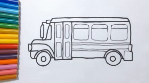 Easy Drawing and Coloring Bus | How To Draw School Bus | Drawing For Kids