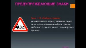 Дорожные знаки. Предупреждающие знаки