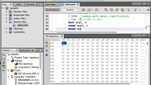Soma de 16 bits com PIC18F4550 em assembly смотреть онлайн