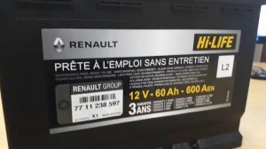 Аккумулятор Рено 7711238597 60AH/600A L2