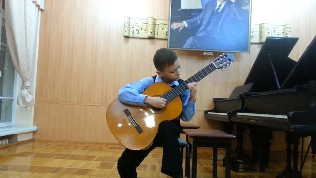 Людвиг Ван Бетховен "Лунная соната". Черницын Леонид 10 лет. Гитара смотреть онлайн