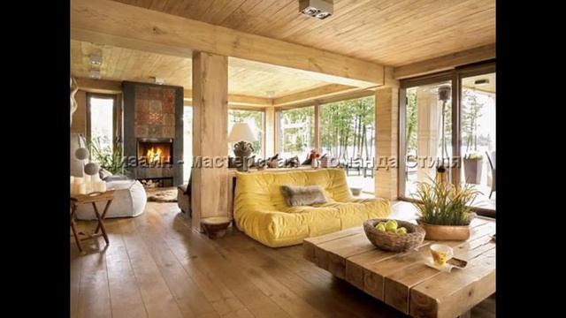 Деревянный интерьер загородного дома. Интерьер дома.