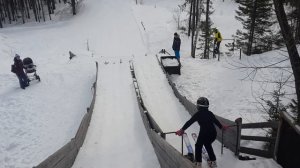 Мой первый прыжок на лыжах с трамплина. Miss ski my first jump at the ski jumping.