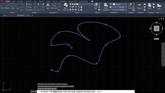 AutoCAD 2021 Tutorial: how to use SPLINEDIT tool to edit spline? смотреть онлайн