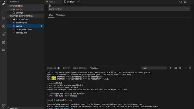 VSCode + ESLint (AirBnb) + AutoFix On Save