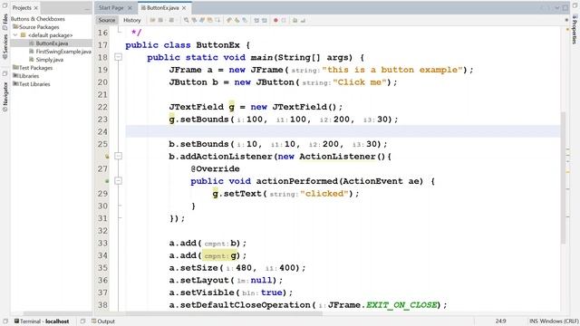 Java Swing: JButtons & JTextField смотреть онлайн