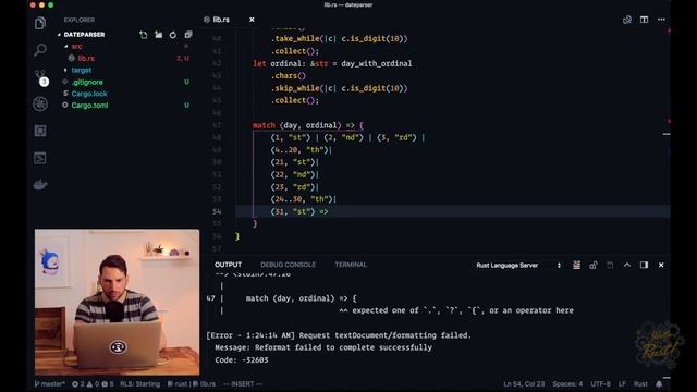 Hello Rust! #7 - Parsing dates using proptest and TDD (Property testing, Quickcheck, Unit testing) смотреть онлайн