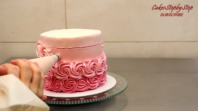 Swirl Buttercream Rosettes Cake / Torta De Rosas by CakesStepbyStep смотреть онлайн