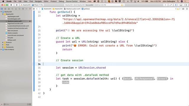 Ch. 6.10 Using URL session to get JSON data from an API смотреть онлайн