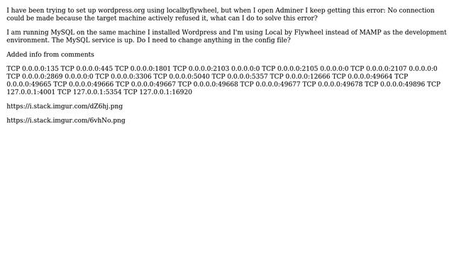 Adminer or mysql error: no connection could be made because the target machine actively refused it смотреть онлайн