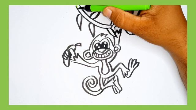 Monkey Drawing for kids | बच्चों के लिए बंदर ड्राइंग | Рисунок обезьяны для детей смотреть онлайн