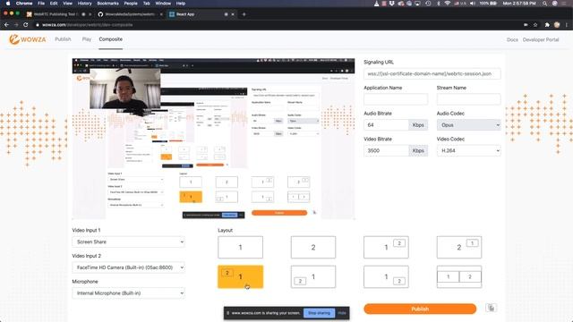 Wowza’s WebRTC Compositing Publish Page смотреть онлайн