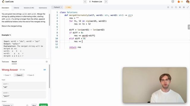 Merge Strings Alternately - LeetCode 1768 - Python Solution смотреть онлайн