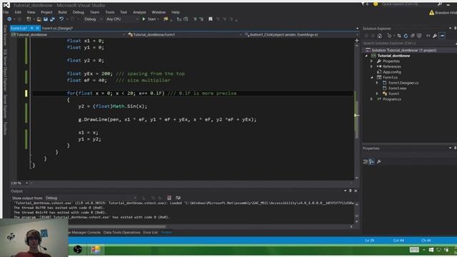 Draw Sine Wave - C# ( y = sin(x) ) смотреть онлайн
