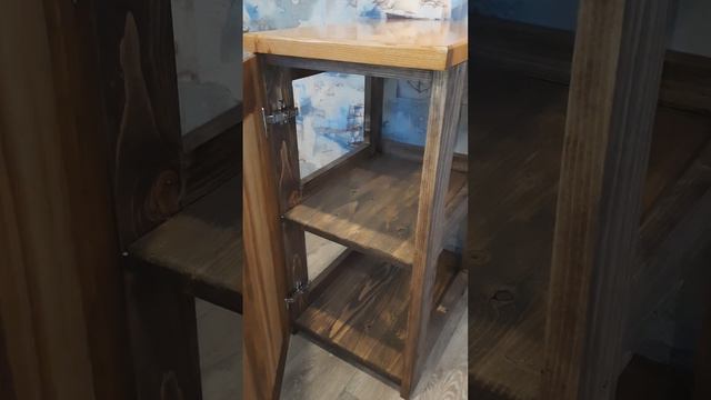 Этажерка на кухню! С фасадом из дуба и ясеня. Каркас и столешница-сосна. Работа выполнена на заказ! смотреть онлайн