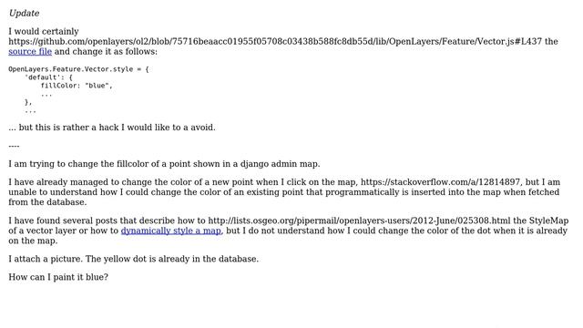 GIS: Geodjango, Openlayers 2: Override default fillColor in OpenLayers.Feature.Vector.style смотреть онлайн