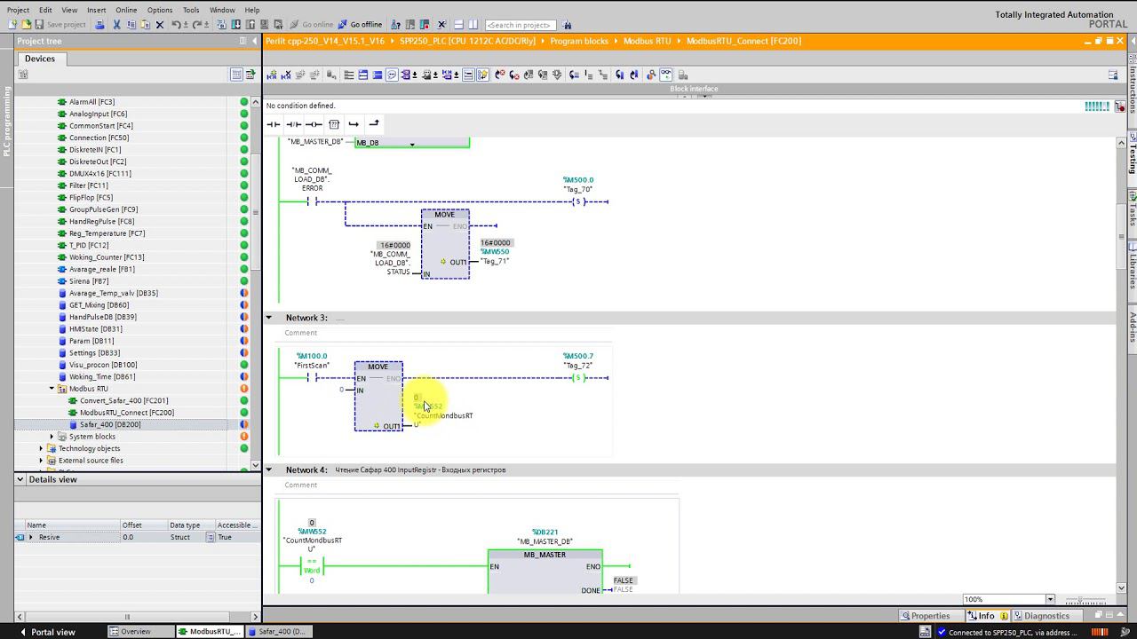 Modbus RTU - цикл опроса чтения регистров смотреть онлайн