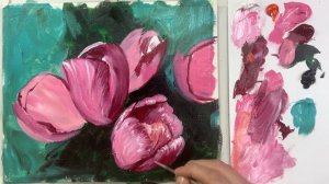 Тюльпаны легко и просто / Как нарисовать / Урок по рисованию акрилом