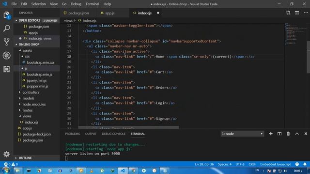 [Arabic] Node JS #22- Online Shop - Create Navbar - نود جي اس - متجر ألكتروني - شريط الروابط смотреть онлайн