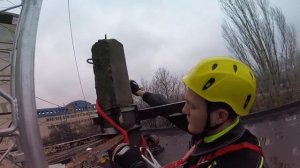 Подъем на железобетонную опору с использованием СИЗ Венто