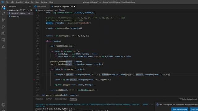 Making a simple 3D graphics engine in Python PyGame, software renderer - devlog tutorial смотреть онлайн