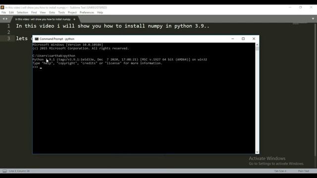 How to install Numpy in Python 3.9 смотреть онлайн