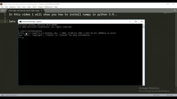 How to install Numpy in Python 3.9