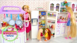 Фантастическая кукольная кухня / Холодильник со светом / Кухонный остров