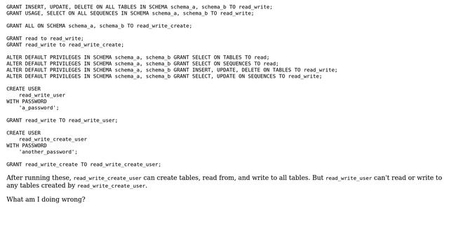 Can't create read-write Postgresql user смотреть онлайн