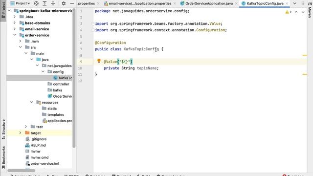 Spring Boot Kafka Microservices - #9 - Configure Kafka Topic in OrderService Microservice смотреть онлайн