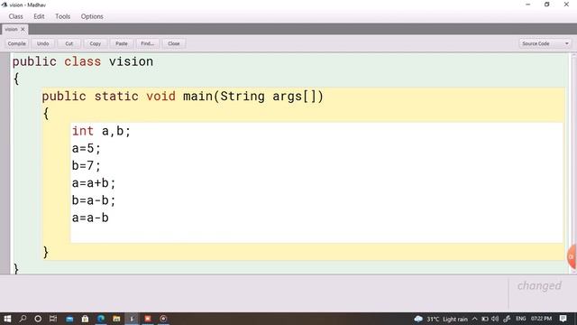 swap values without using third variable in java смотреть онлайн
