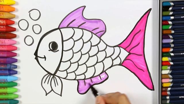 How to draw Fish - Drawing and Coloring for Kids смотреть онлайн