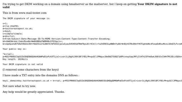 DevOps & SysAdmins: DKIM signature and hmailserver - Your DKIM signature is not valid смотреть онлайн