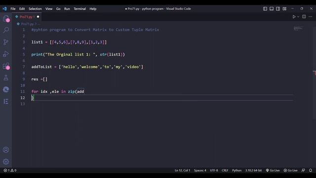 python program to Convert Matrix to Custom Tuple Matrix. #python #coding #newvideo смотреть онлайн