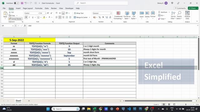Excel Date Formats using Text Function смотреть онлайн