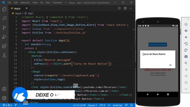 Button. Inserindo botões nos aplicativos - Curso de React Native - Aula 13 смотреть онлайн