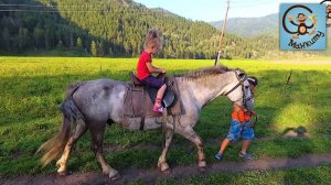 Дети и машина, верхом на лошади, горное озеро. Путешествие на горный Алтай Часть 2. МанкиТайм