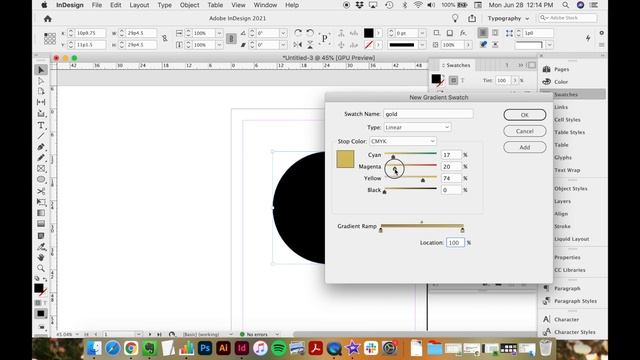 How to create a metallic gold gradient in Adobe InDesign смотреть онлайн