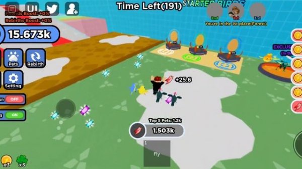 Playing Flappy Bird race on Roblox