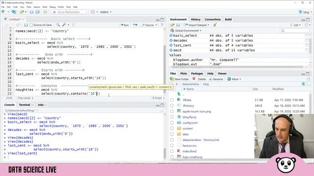 Data Science Live: Episode 3 Using Select Helpers смотреть онлайн