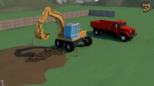 Мультик про Машинки - Экскаватор, Бетономешалка и Автокран. МанкиМульт