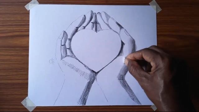 Hands Holding Heart Pencil Sketch - drawing sheet смотреть онлайн