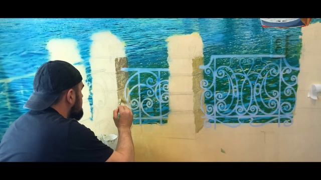 Роспись стен аэрография Сказочный пейзаж Wall Painting Airbrushing A Fabulous Landscape
